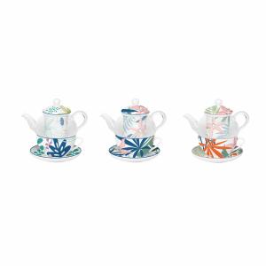 Glas Teekanne Porzellan DKD Home Decor (x3)