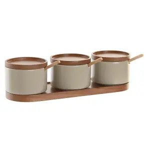 Ξύλινος ζαχαροφυλάκας από καουτσούκ DKD Home Decor 29x10x7 cm (x3) image-0