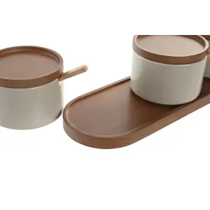 Ξύλινος ζαχαροφυλάκας από καουτσούκ DKD Home Decor 29x10x7 cm (x3) image-3