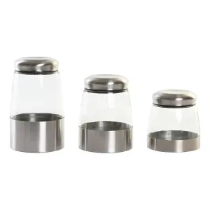 Βάζο γυάλινο με ανοξείδωτο ατσάλι DKD Home Decor (x3) image-0