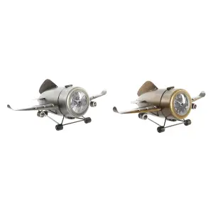 Ρολόι επιτραπέζιο αεροπλάνο από σίδερο DKD Home Decor (x2) image-1