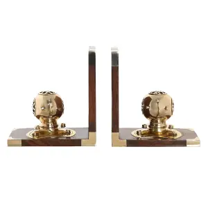 Παλαιού τύπου βάση βιβλίου μπρούτζινη DKD Home Decor 30x10x16 cm (x2) image-0