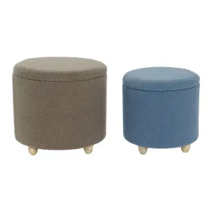 Polyester wooden pouf DKD Home Decor 50x50x45 cm (x2)