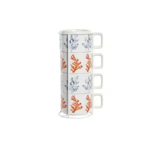 Κούπα καφέ μεταλλική ντολίματ κοραλλί DKD Home Decor (x4) image-1