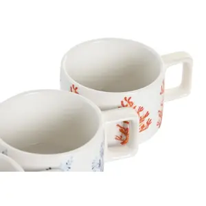 Κούπα καφέ μεταλλική ντολίματ κοραλλί DKD Home Decor (x4) image-3
