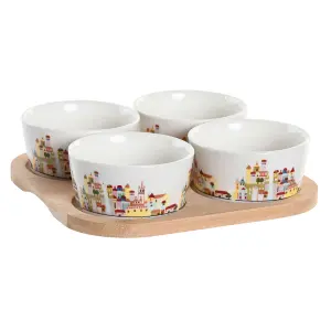 Σετ πιάτων πορσελάνης cottage σπίτια DKD Home Decor image-0