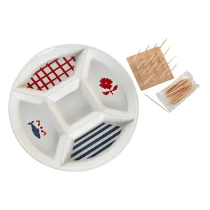 Σετ πιάτων από κεραμικό Μεσογείου σπίτια DKD Home Decor 23,5x23,5x7 cm image-1