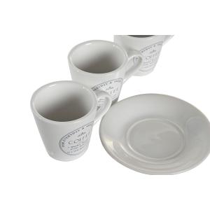 Taza con platillos de metal de gres DKD Home Decor 90 ml 8x6x6 cm 11x11x2 cm image-2