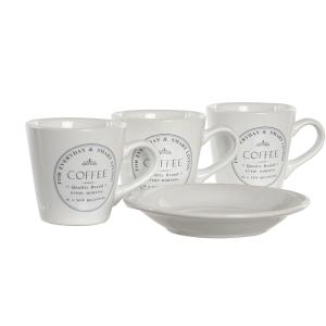 Taza con platillos de metal de gres DKD Home Decor 90 ml 8x6x6 cm 11x11x2 cm image-1