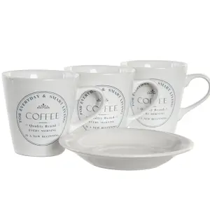 Tasse avec soucoupes en métal grès DKD Home Decor 180 ml 12x12x2 cm image-1