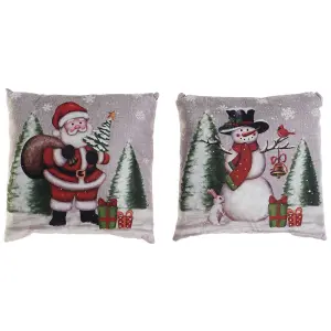 Coussin noël à motif père noel DKD Home Decor 40x10x40 cm (x2) image-0