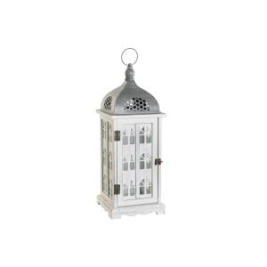 Lantern in aged wood finish Mediterranean glass DKD Home Decor
