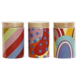 Bamboo dolomite jar DKD Home Decor (x3)