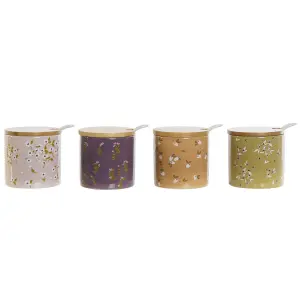 Zuckerbehälter aus Bambus und Dolomit DKD Home Decor 7,5x7,5x7,5 cm (x4) image-0