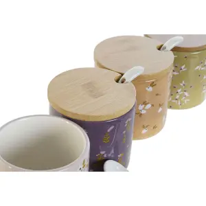 Zuckerbehälter aus Bambus und Dolomit DKD Home Decor 7,5x7,5x7,5 cm (x4) image-1