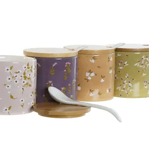 Zuckerbehälter aus Bambus und Dolomit DKD Home Decor 7,5x7,5x7,5 cm (x4) image-2