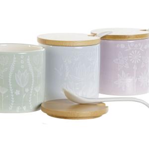 Bambusockerlåda i dolomit DKD Home Decor 7,5x7,5x7,5 cm (x3) image-1