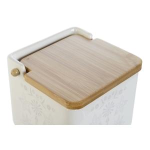 Portasale con coperchio in bambù scandi DKD Home Decor 750 ml 14x12,5x12 cm (x3) image-3