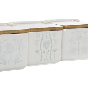 Portasale con coperchio in bambù scandi DKD Home Decor 750 ml 14x12,5x12 cm (x3) image-2