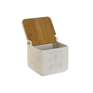Portasale con coperchio in bambù scandi DKD Home Decor 750 ml 14x12,5x12 cm (x3) image-1