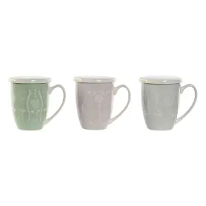 Kop med filter til infusioner i rustfrit stål og porcelæn DKD Home Decor (x3) image-0
