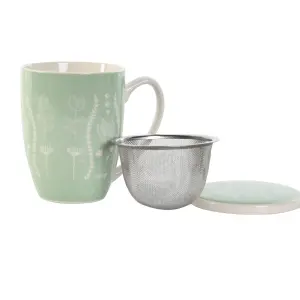 Kop med filter til infusioner i rustfrit stål og porcelæn DKD Home Decor (x3) image-2