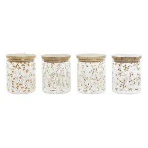 Boîte DKD Home Decor Bambou Verre Borosilicaté Shabby Chic 700 ml 10x10x12,5 cm (x4) image-0