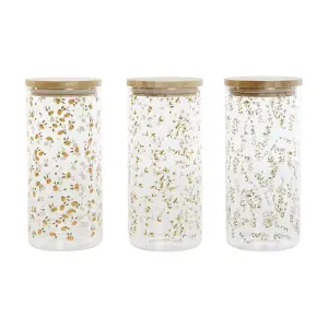 Barattolo in silicone bamboo vetro borosilicatato shabby chic DKD Home Decor (x2) image-0
