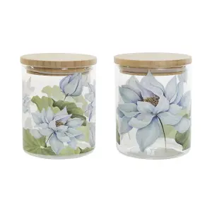Barattolo in silicone bamboo vetro borosilicatato DKD Home Decor (x2) image-0