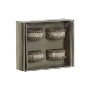 Jute-Serviettenring mit Aluminiumharz DKD Home Decor 6x3x6 cm (x4) image-0