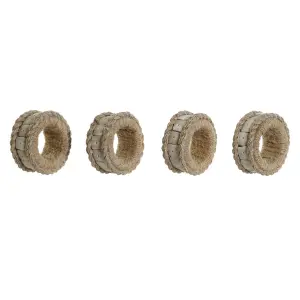 Jute-Serviettenring mit Aluminiumharz DKD Home Decor 6x3x6 cm (x4) image-1