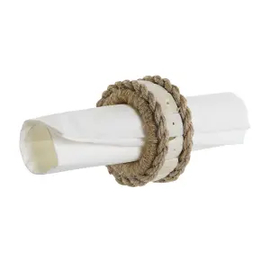 Jute-Serviettenring mit Aluminiumharz DKD Home Decor 6x3x6 cm (x4) image-3