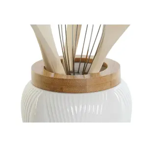 Topf für Küchenutensilien aus Bambus und Porzellan DKD Home Decor 10,5x10,5x12 cm (x6) image-2