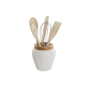 Topf für Küchenutensilien aus Bambus und Porzellan DKD Home Decor 10,5x10,5x12 cm (x6) image-0
