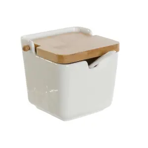 Zuckerbehälter aus Bambus und Porzellan DKD Home Decor 10,5x9x9 cm image-0