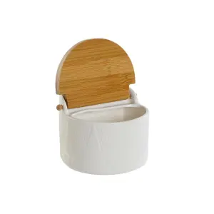 Salt shaker with bamboo lid porcelain DKD Home Decor 12x10x11 cm image-2