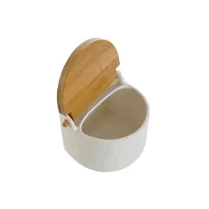 Salt shaker with bamboo lid porcelain DKD Home Decor 12x10x11 cm image-1