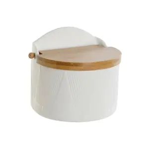 Salt shaker with bamboo lid porcelain DKD Home Decor 12x10x11 cm image-0