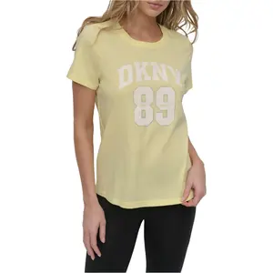 T-shirt de mulher Dkny Arched 89 Distressed Rhinestone Logo image-0