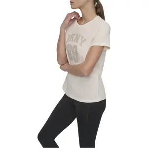 T-shirt de mulher Dkny Arched 89 Distressed Rhinestone Logo image-2