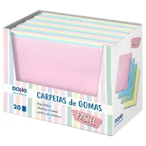 Display für 20 pastellfarbene Ordner aus Gummi Dohe