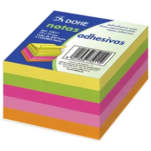 Cube of 400 adhesive sheets, 5 neon colors Dohe image-0