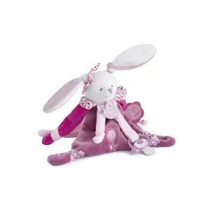 Rabbit cherry plush with pacifier clip Doudou & compagnie image-1