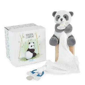 Pacifier + comforter with pacifier clip Doudou & compagnie Unicef - Panda image-1