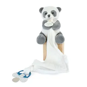 Pacifier + comforter with pacifier clip Doudou & compagnie Unicef - Panda image-0