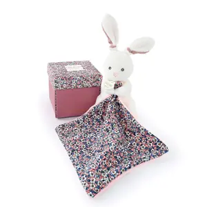 Comforter set with pink rabbit puppet Doudou & compagnie Boh'Aime 12 cm image-0