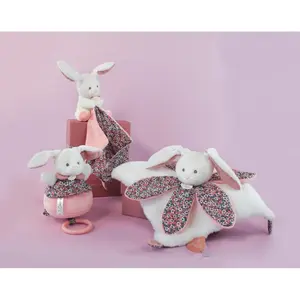 Comforter set with pink rabbit puppet Doudou & compagnie Boh'Aime 12 cm image-3