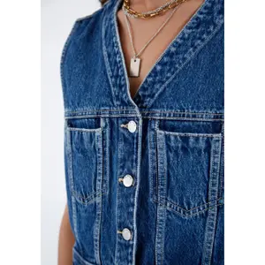 Women's Retro Denim Gilet Dr. Denim Tina image-3