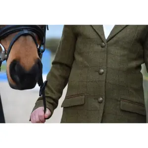 Fitted equestrian jacket with suede collar for women Dublin Albany Tweed image-3