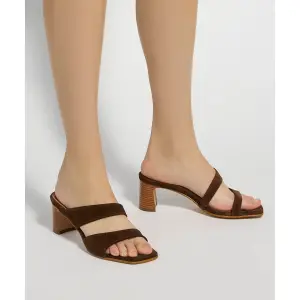 Women's Square Heel Suede Mules Dune London image-4